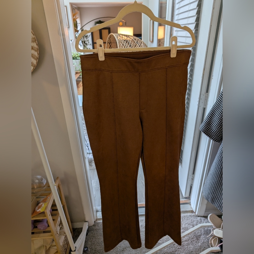 Spanx Brown Suede Flare Pants